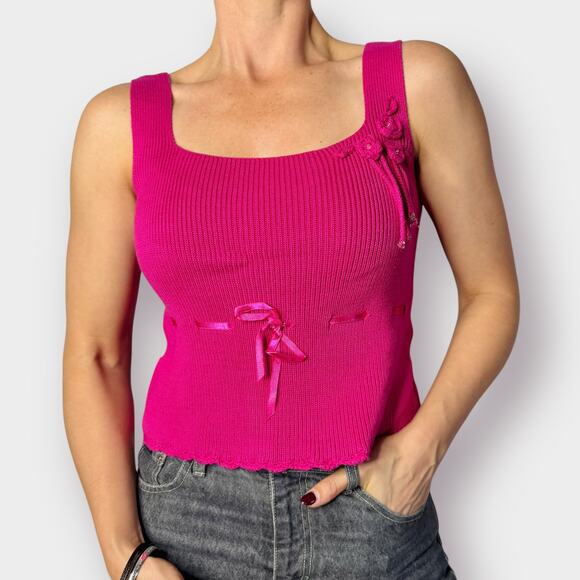 Kroshetta Tops - 90s Kroshetta Pink Sweater Tank Size S